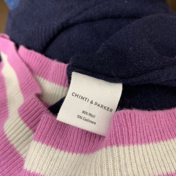 Chinti and Parker Wool Cashmere Blend Sweater Size Small Navy Knit Crew Neck - Picture 7 of 7